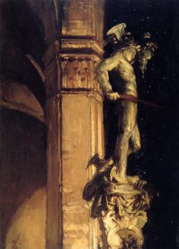 John Singer Sargent : Statue of Perseus by Night